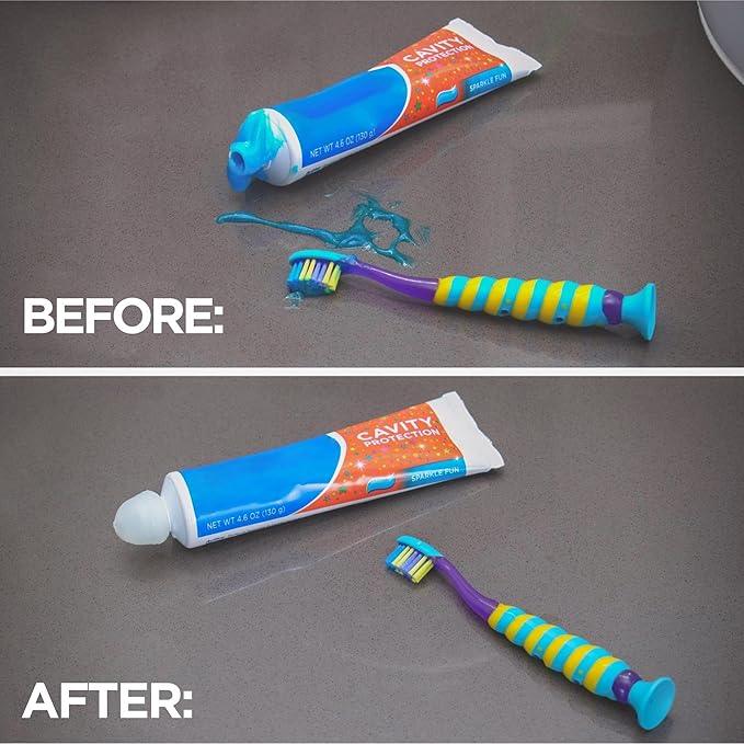 Chrome Cherry SqueezMe Self-Closing Toothpaste Caps, Silicone Lid for Kids & Adults, No Mess Toothpaste Dispenser, Easy Squeezer Cap for Tubes, Bathroom Accessory, Multicolor, Pack of 6 - ModernBath