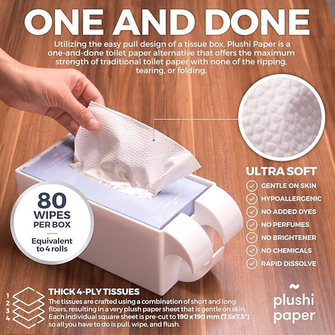 Septic Safe Tube Free Toilet Paper- 4-Ply, Quick-Dissolving, Biodegradable Tissue for RV, Campers & Marine Use- Mom-Approved Soft Toilet Paper for Kids, Seniors & Travel Adventures- 4 Boxes, 320 Wipes - ModernBath
