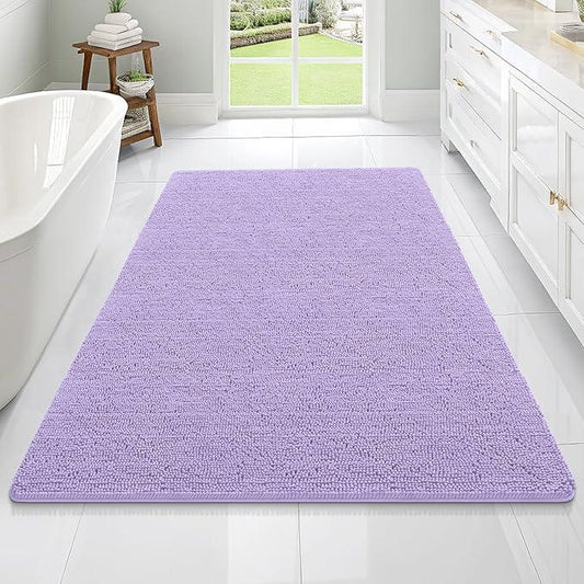 OLANLY Bathroom Rugs 70x46, Extra Soft Absorbent Chenille Bath Rugs, Rubber Backing Quick Dry, Machine Washable Bath Mats for Bathroom Floor, Tub and Shower, Home Decor Accessories, Lavender - ModernBath