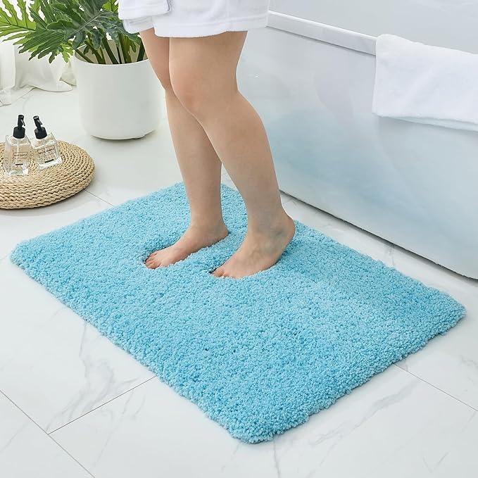 Ruggnovea Bathroom Rugs Non Slip Washable, Ultra Soft Thick Shaggy Absorbent Bath Mats, High Density Foam Latex Non Slip Backing Bath Rugs, Microfiber Bath Mats for Bathroom Floor&Sink,24x17,Teal - ModernBath