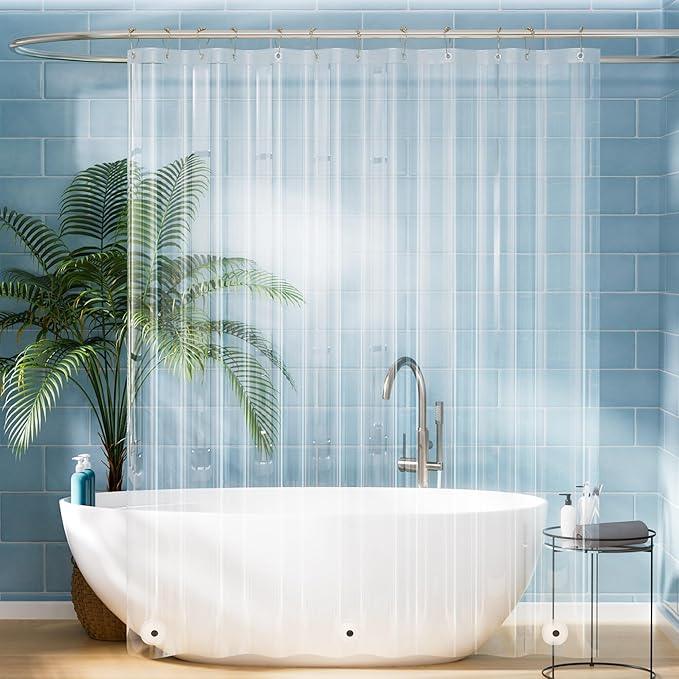 Titanker Plastic Shower Curtain Liner, Clear Shower Liner PEVA 72x75 Lightweight Waterproof Shower Curtains for Bathroom with Magnets and Rustproof Grommets - ModernBath
