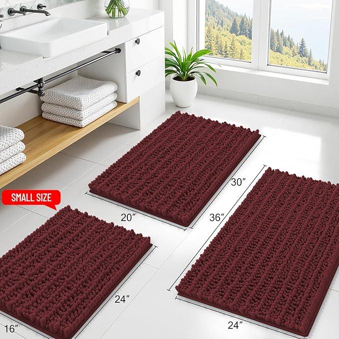 Smiry Bathroom Rugs Mat 30x20, Extra Soft Absorbent Chenille Bath Rugs, Non Slip Rubber Backing Machine Washable Quick Dry Bath Mats for Bathroom Floor, Tub, Shower, Home Accessories, Caramel Red - ModernBath