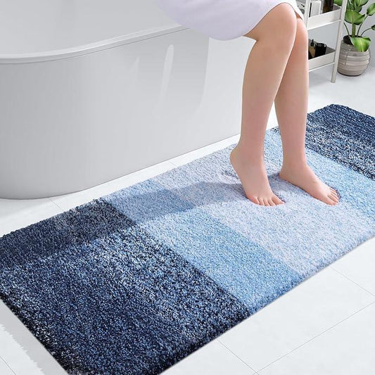 OLANLY Bathroom Runner Rugs 54x24, Extra Soft Absorbent Microfiber Bath Rugs, Rubber Backing, Quick Dry, Machine Washable Bath Mats for Bathroom Floor, Tub and Shower, Home Decor Accessories, Navy - ModernBath