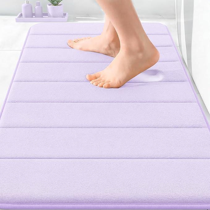 OLANLY Memory Foam Bath Mat 30x20, Super Soft Absorbent Bathroom Rugs, Quick Dry, Machine Washable Shower Floor Rugs, Bathmat Carpet, Bathroom Home Decor Accessories, Lavender - ModernBath