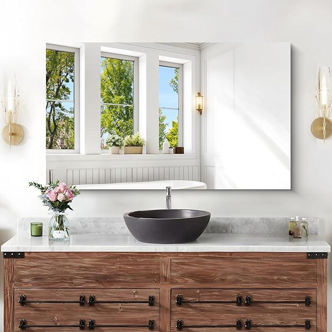 KOCUUY Frameless Mirror, 24"x40" Bathroom Mirror for Over Sink, Large Rectangle Mirror for Wall, Upgraded Shatterproof, Unframed Vanity Mirror for Bathroom, Bedroom, Living Room, Entryway - ModernBath