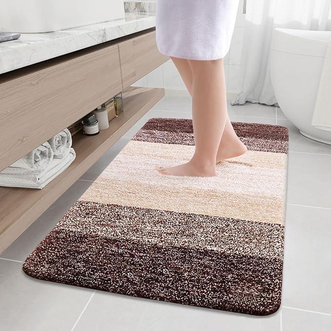 Arotive Microfiber Bathroom Rugs, Shaggy Soft and Absorbent Bath Rug, Non-Slip, Thick Plush Machine Washable Dry Bath Mats for Bathroom, Tub and Shower, 50x30, Brown, Rectangular - ModernBath