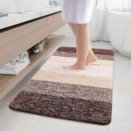 Arotive Microfiber Bathroom Rugs, Shaggy Soft and Absorbent Bath Rug, Non-Slip, Thick Plush Machine Washable Dry Bath Mats for Bathroom, Tub and Shower, 50x30, Brown, Rectangular - ModernBath