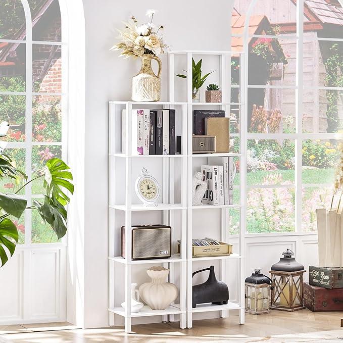 66in Tall Bookshelf 6-Tier Small Narrow Bookcase, Skinny Book Shelf for Small Space, Farmhouse Slim Shelf with Storage, Wood Freestanding Display Thin Bookshelves for Living Room, Office, White - ModernBath