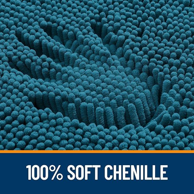 OLANLY Bathroom Rugs 47x24, Extra Soft Absorbent Chenille Bath Rugs, Rubber Backing Quick Dry, Machine Washable Bath Mats for Bathroom Floor, Tub and Shower, Home Decor Accessories, Peacock Blue - ModernBath
