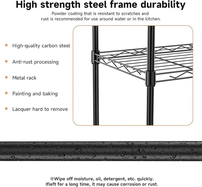 IZEUK 4 Tier Metal Wire Shelf Unit, Black Storage Rack Organizer for Kitchen, Bedroom, Living Room or Laundry Room, 17.7" W x 11.8" D x 41.9" H - ModernBath