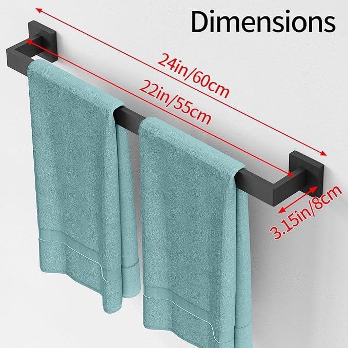 Bathroom Towel Bar,24 Inch Towel Racks for Bathroom Wall Mounted,Stainless Steel Towel Rail Hanger for Wall,Matte Black Towel Holder for Wall, Kitchen(2 Pack) - ModernBath