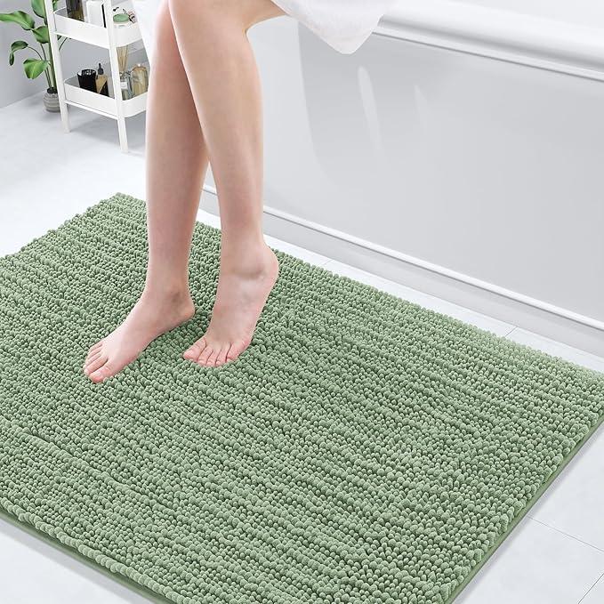 Arotive Luxury Chenille Bathroom Rug Mat, Extra Soft Thick Absorbent Shaggy Bath Rugs, Non-Slip Machine Wash Dry, Plush Bath Mats for Bathroom, Shower and Tub, 47x32, Sage Green - ModernBath