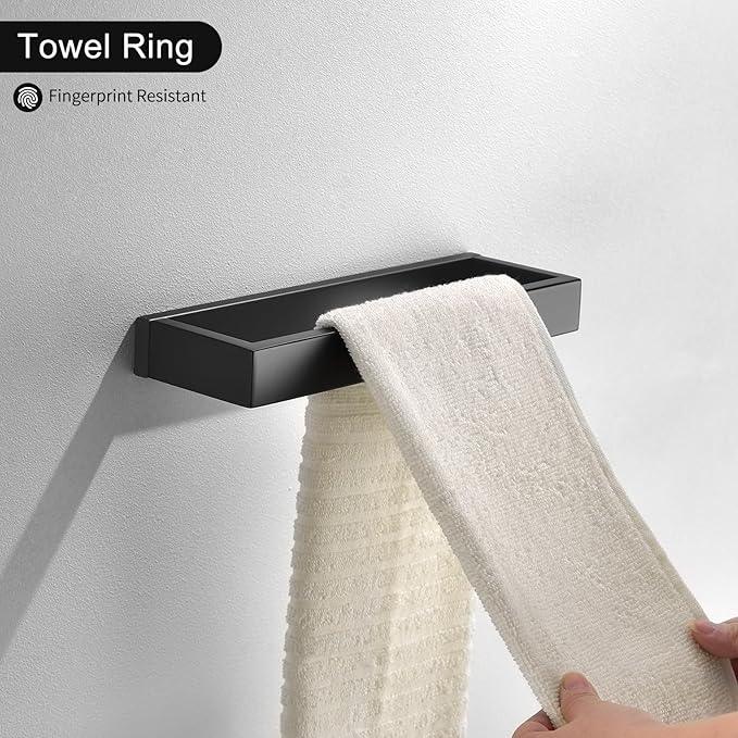 TNOMS Black Towel Bar Set, 4-Pieces Bathroom Hardware Set Modern Bathroom Towel Holder Set SUS304 Stainless Steel Wall Mounted Towel Rack Set,23.6 Inch - ModernBath