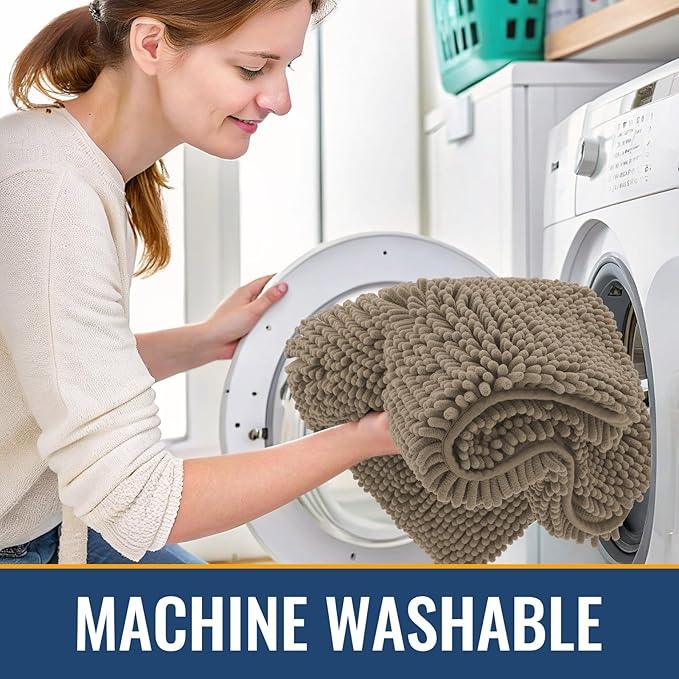 Arotive Bathroom Rugs 24x16, Extra Soft Absorbent Shaggy Chenille Bath Rugs, Machine Washable Rubber Backing Non-Slip Bath Mats for Bathroom Floor Tub and Shower, Home Decor Accessories, Camel - ModernBath