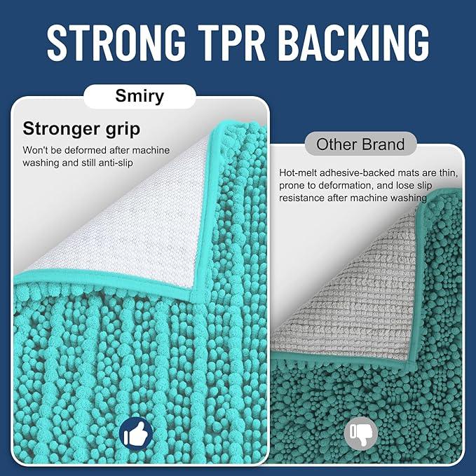 Smiry Bathroom Rugs Mat 30x20, Extra Soft Absorbent Chenille Bath Rugs, Non Slip Rubber Backing Machine Washable Quick Dry Bath Mats for Bathroom Floor, Tub, Shower, Home Decor Accessories, Turquoise - ModernBath
