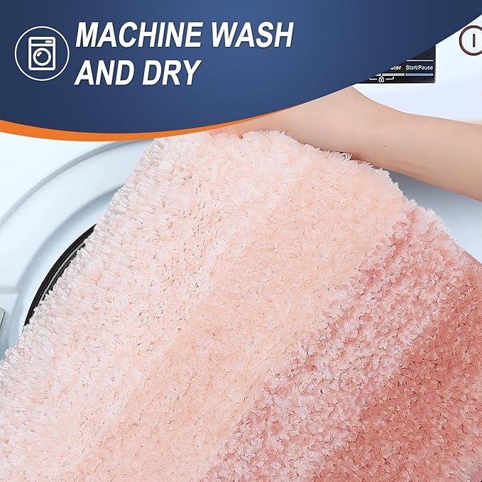 OLANLY Bathroom Rugs Mat 24x16, Extra Soft Absorbent Microfiber Bath Rugs, Rubber Backing, Quick Dry, Machine Washable Bath Mats for Bathroom Floor, Tub and Shower, Home Decor Accessories, Peach - ModernBath