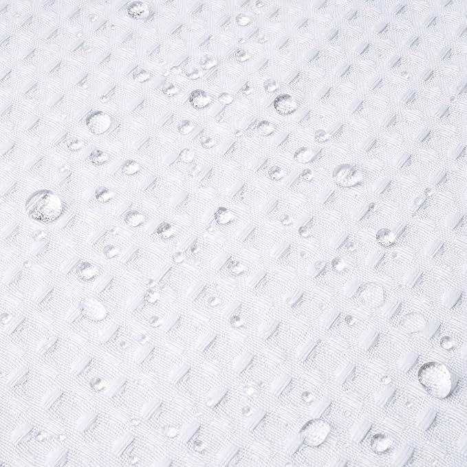 River Dream Stall Heavyweight No Hooks Required Dotted Waffle Weave Shower Curtain with Snap in Liner - 36W x 74H,Hotel Grade,Spa Like Bath Curtain,White - ModernBath