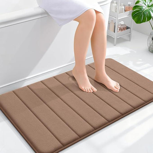OLANLY Memory Foam Bath Mat 36x24, Super Soft Absorbent Bathroom Rugs, Quick Dry, Machine Washable Shower Floor Rugs, Bathmat Carpet, Bathroom Home Decor Accessories, Mocha - ModernBath