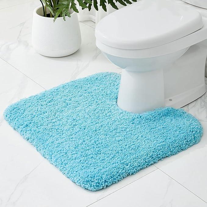 Ruggnovea Toilet Rugs U-Shaped Mat 24x22, Contour Bathroom Mat - Ultra Soft & Absorbent Microfiber, Quick-Dry, Machine Washable with High Density Foam Latex Non Slip Backing, Teal - ModernBath
