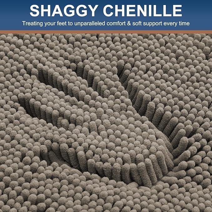 Smiry Luxury Chenille Bathroom Rugs 24x16, Extra Soft and Absorbent Shaggy Bath Mat, Machine Washable, Non-Slip Plush Carpet Runner for Tub, Shower, and Floor, Home Decor Accessories, Latte - ModernBath