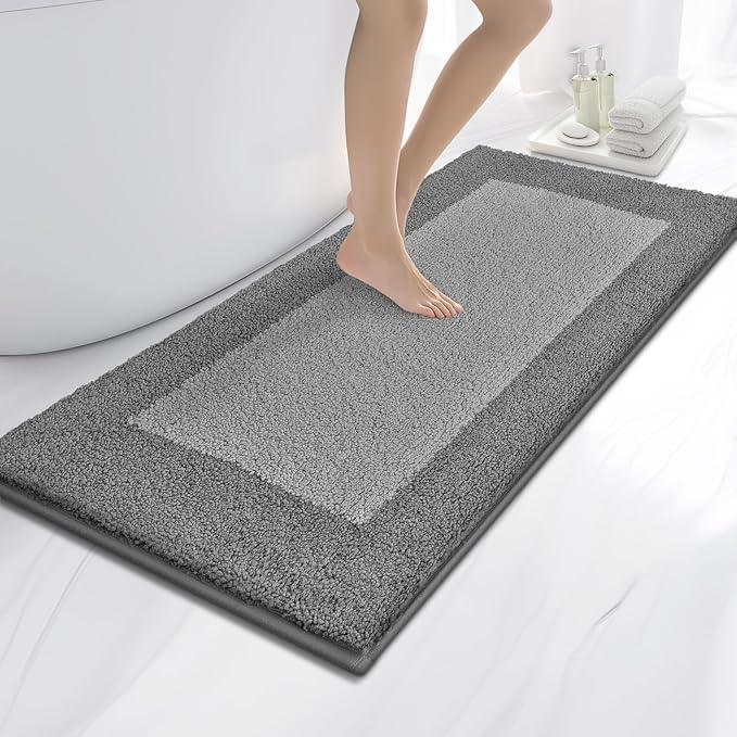 anllugs Bathroom Rugs 24" x 60", Non-Slip Extra Soft Absorbent Bath Rugs, Machine Washable Quick Dry Bath Mats for Bathroom Floor, Shower, Bathtub and Sink, Grey & Dark Grey - ModernBath