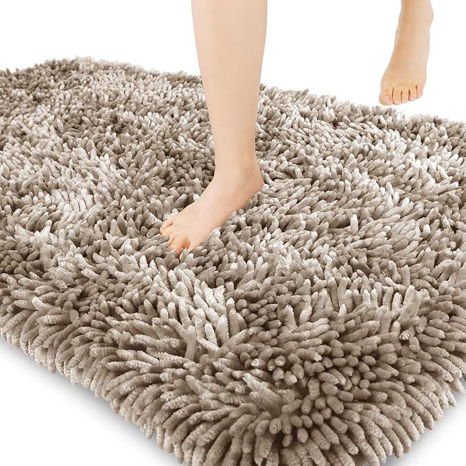 Yimobra Chenille Bathroom Rugs Non Slip, Extra Thick Soft Absorbent Bath Rug 31.5x20 Inch, Machine Washable Quick Dry Bath Mat for Bathroom Floor, Tub and Shower, Home Decor Accessories, Camel - ModernBath