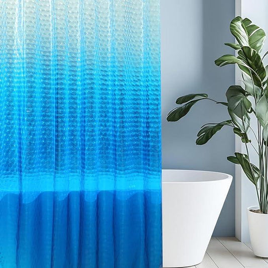 HOUSEWELL 3D Water Cube Shower Curtain 72x72 Blue Ombre, 8G Heavy-Duty Thick PEVA Waterproof Bathroom Shower Curtain Liner with 3 Bottom Magnets and 12 Hooks - ModernBath