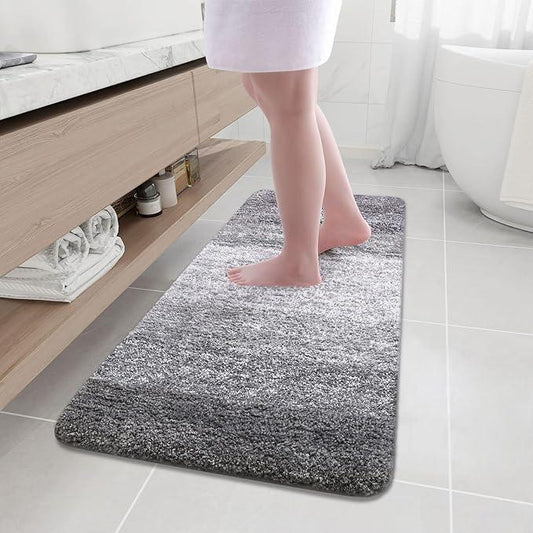 Arotive Microfiber Bathroom Rugs, Shaggy Soft and Absorbent Bath Rug, Non-Slip, Thick Plush Machine Washable Dry Bath Mats for Bathroom, Tub and Shower, 47x20, Grey, Rectangular - ModernBath