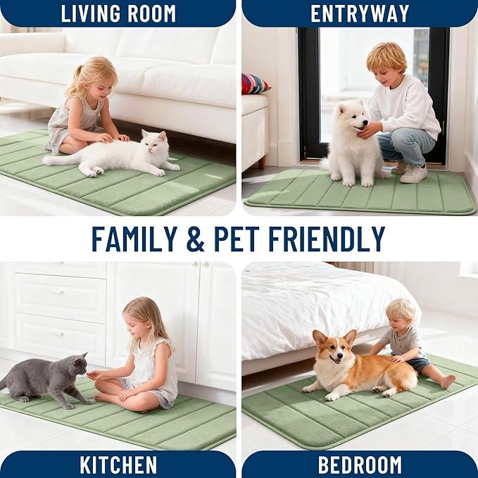 OLANLY Memory Foam Bath Mat 59x35, Super Soft Absorbent Bathroom Rugs, Quick Dry, Machine Washable Shower Floor Rugs, Bathmat Carpet, Bathroom Home Decor Accessories, Sage Green - ModernBath