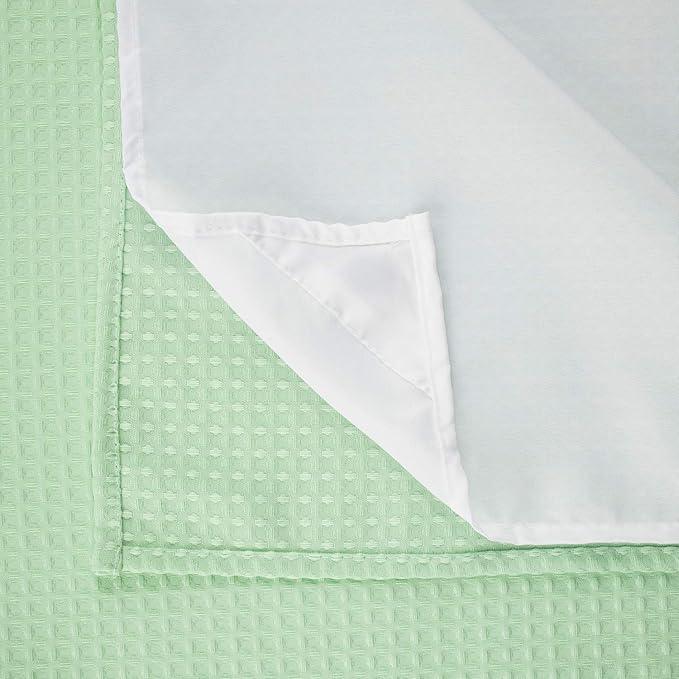 River Dream Heavyweight No Hooks Required Dotted Waffle Weave Shower Curtain with Snap in Liner - 71W x 74H,Hotel Grade,Spa Like Bath Curtain,Green Light - ModernBath