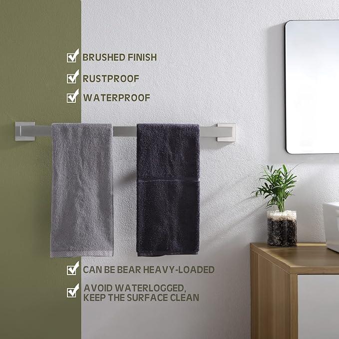 KOKOSIRI 24-Inch Single Towel Bar, Bathroom Kitchen Towel Holder, Wall Mounted SUS304 Stainless Steel Towel Rack, Brushed Nickel, B4003BR-L24 - ModernBath