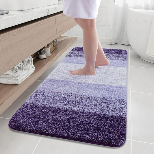 Arotive Microfiber Bathroom Rugs, Shaggy Soft and Absorbent Bath Rug, Non-Slip, Thick Plush Machine Washable Dry Bath Mats for Bathroom, Tub and Shower, 59x24, Dark Purple, Rectangular - ModernBath