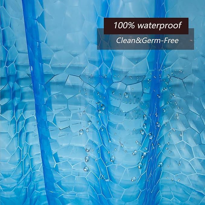 TIKABC Shower Curtain Liner, 4G EVA Blue Water Cube Shower Liner, Plastic Waterproof Shower Curtains, 72x72 inch with Grommet Holes 3 Magnetic Weights - ModernBath