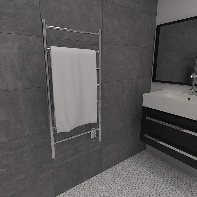 Amba Jeeves FSP Model F-Straight 7-Bar Hardwired Towel Warmer in Polished - ModernBath