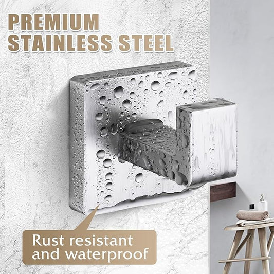 Fenas Towel Hooks for Bathrooms Robe Hook Coat Hook 4 Pack Brushed Nickel Stainless Steel Heavy Duty Wall Mounted Square Hooks for Bathroom Kitchen Bedroom