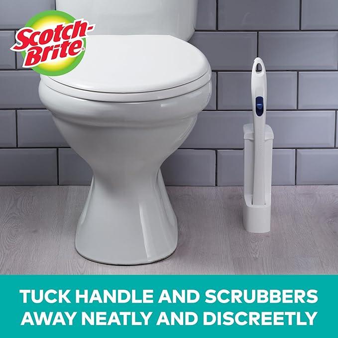 Scotch-Brite Disposable Toilet Scrubber Starter Kit, Disposable Refills with Built-In Bleach Alternative, Includes 1 Handle, Storage Caddy and 5 Refills - ModernBath