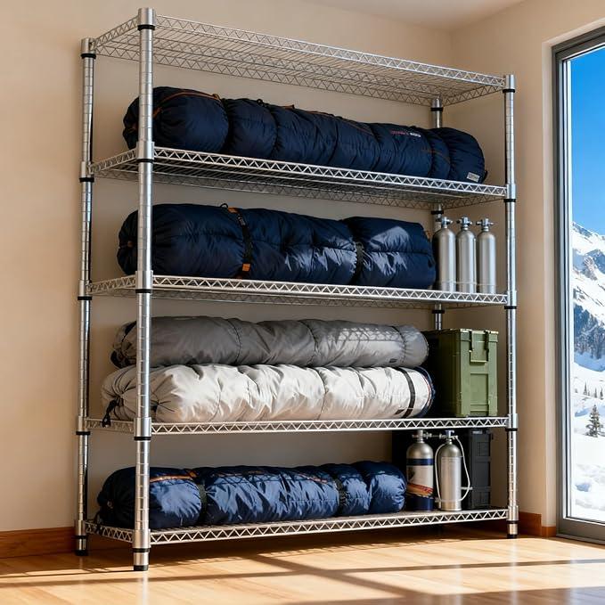 5 Tiers Shelf 3300 lbs Steel Storage Shelving Utility Shelving Unit Steel Organizer Wire Rack for Home,Kitchen,Office,Garage Chrome 17.7" D x 47.2" W x 70.3" H - ModernBath