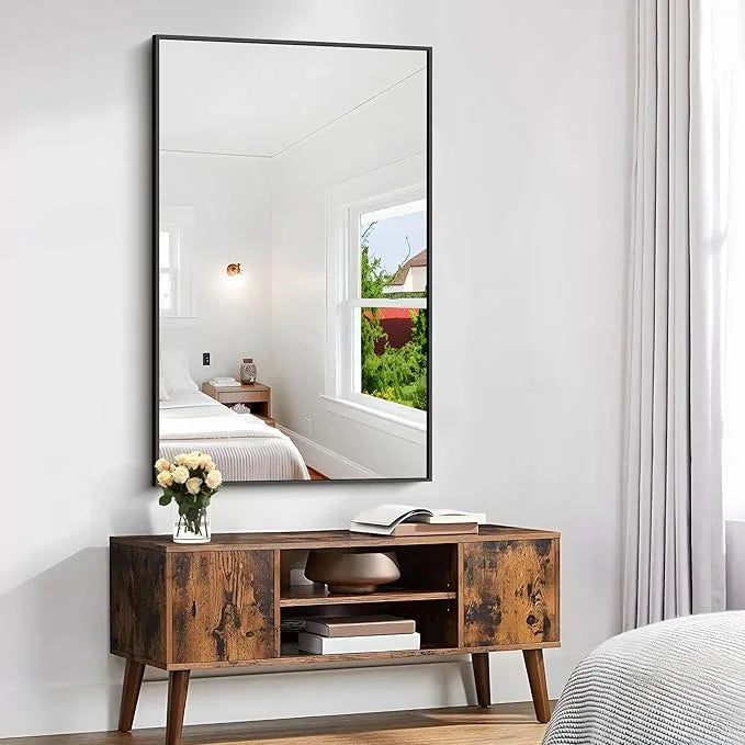 KOCUUY Black Rectangle Mirror, 30"x48" Bathroom Mirrors for Over Sink, Large Black Wall Mounted Mirror, Metal Framed Mirror for Wall, Vanity Mirror for Bathroom Living Room Bedroom Dining Room - ModernBath