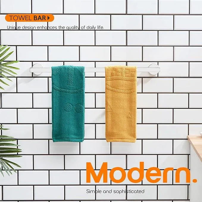 24 Inch Bathroom Towel Bar Bath Towel Rack Kitchen Towel Holder Towel Rails Wall Mounted SUS304 Stainless Steel Polished Chrome AN4001CH-L24 - ModernBath