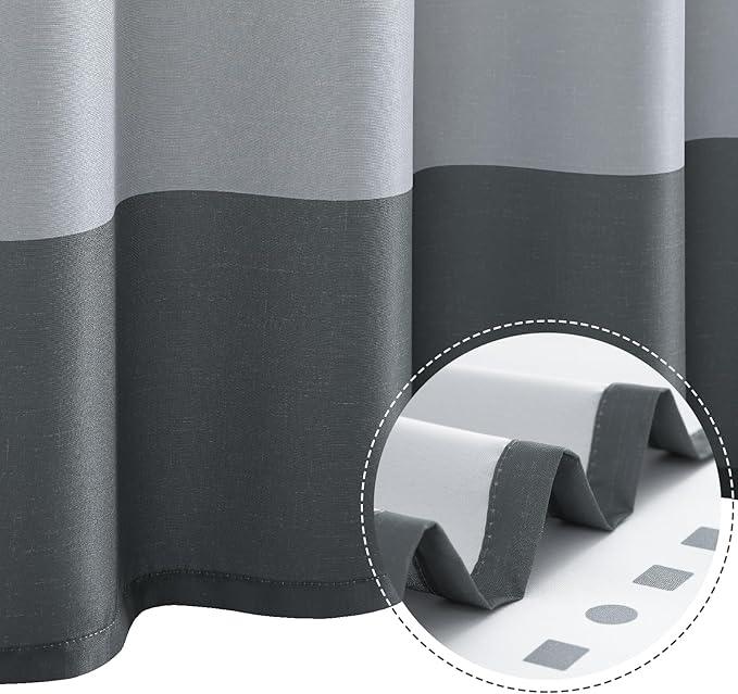 jinchan Grey and White Boho Shower Curtain Color Block Striped Fabric Shower Curtains for Bathroom Ombre Modern Luxury Waterproof with 12 Hooks 70x72 Inches - ModernBath