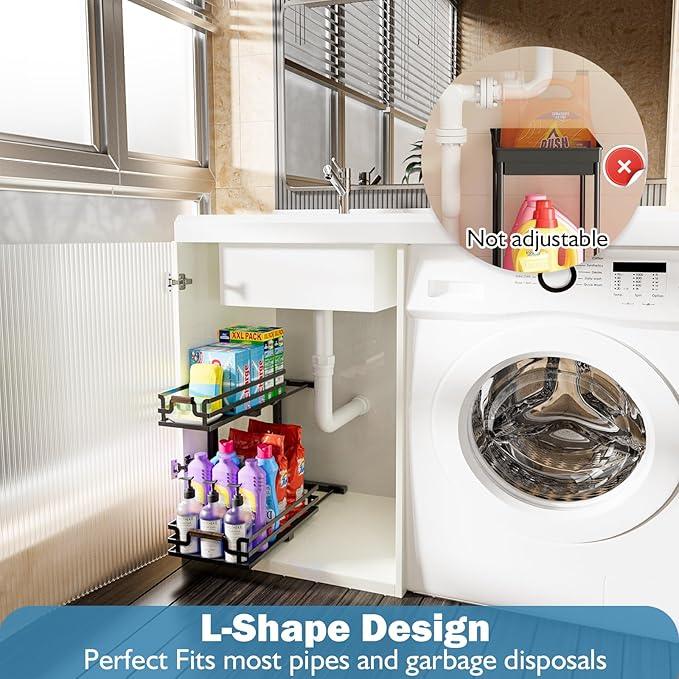 Under Sink Organizer, 2 Tier Slide Out Storage for Bathroom Kitchen (2 Pack) - ModernBath