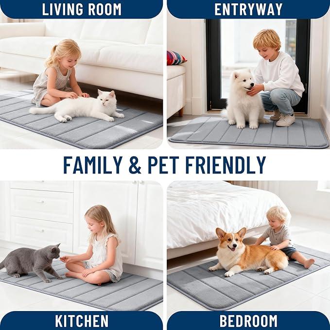 OLANLY Memory Foam Long Bathroom Rugs Runner 59x20, Super Soft Absorbent Bath Mat, Quick Dry, Machine Washable Shower Floor Rugs, Bathmat Carpet, Bathroom Home Decor Accessories, Grey - ModernBath