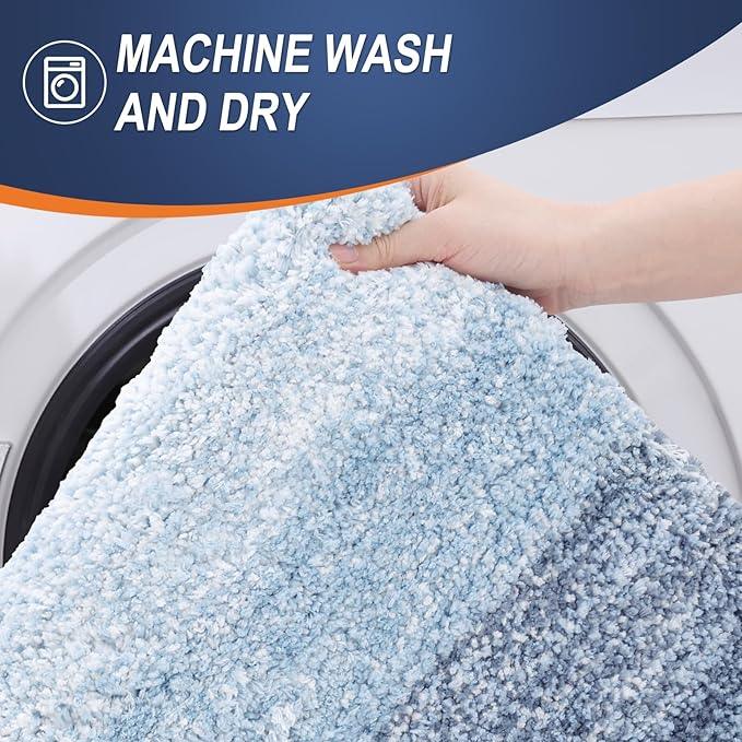 OLANLY Bathroom Runner Rugs 54x24, Extra Soft Absorbent Microfiber Bath Rugs, Rubber Backing, Quick Dry, Machine Washable Bath Mats for Bathroom Floor, Tub and Shower, Home Decor Accessories, Blue - ModernBath