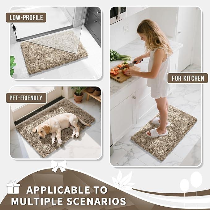 Yimobra Long Bathroom Rugs Runner 55x24 Inch, Extra Thick Soft Absorbent Chenille Bath Mat, Non Slip Machine Washable, Quick Dry Bath Rugs for Bathroom Floor, Tub and Shower, Camel - ModernBath