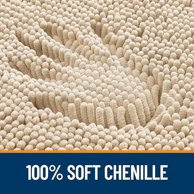 OLANLY Bathroom Rugs 40x32, Extra Soft Absorbent Chenille Bath Rugs, Rubber Backing Quick Dry, Machine Washable Bath Mats for Bathroom Floor, Tub and Shower, Home Decor Accessories, Beige - ModernBath