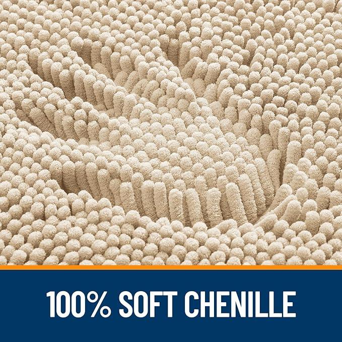 OLANLY Bathroom Rugs 35x24, Extra Soft Absorbent Chenille Bath Rugs, Rubber Backing Quick Dry, Machine Washable Bath Mats for Bathroom Floor, Tub and Shower, Home Decor Accessories, Beige - ModernBath