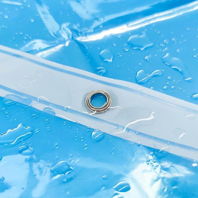 Barossa Design Extra Long Clear Blue Shower Curtain Liner with 3 Magnets - 72" x 84" XL, Waterproof PEVA Lightweight Shower Liner for Bathroom, PVC Free, Metal Grommets - Clear Blue, 72x84 - ModernBath