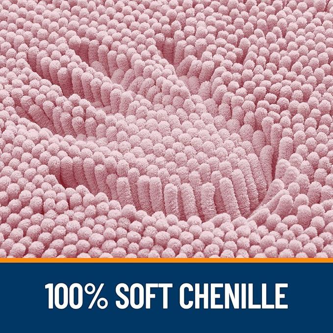 OLANLY Bathroom Rugs 44x24, Extra Soft Absorbent Chenille Bath Rugs, Rubber Backing Quick Dry, Machine Washable Bath Mats for Bathroom Floor, Tub and Shower, Home Decor Accessories, Dusty Rose - ModernBath