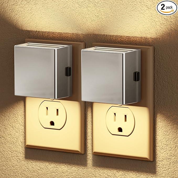 JandCase Night Light,Automatic Night Lights Plug into Wall,Dusk to Dawn,2 Pack Soft White 3000K Brightness Adjustable Nightlight for Kids Bedroom Bathroom Hallway Kitchen - ModernBath