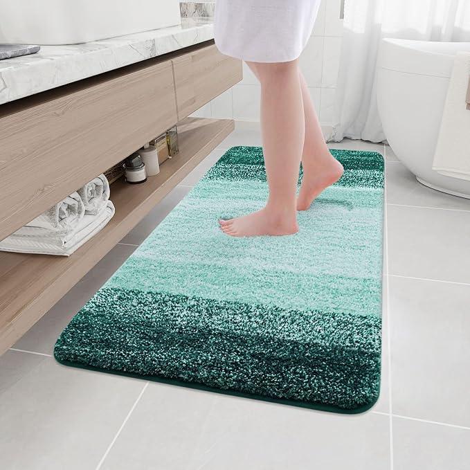 Arotive Microfiber Bathroom Rugs, Shaggy Soft and Absorbent Bath Rug, Non-Slip, Thick Plush Machine Washable Dry Bath Mats for Bathroom, Tub and Shower, 45x27, Dark Green, Rectangular - ModernBath